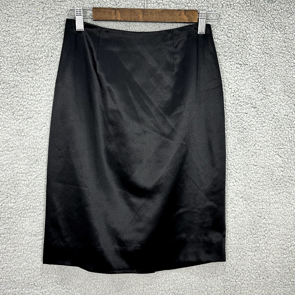 Dana Buchman Black Silk Slip Skirt Womens 2P Midi Quiet Luxury Capsule Office